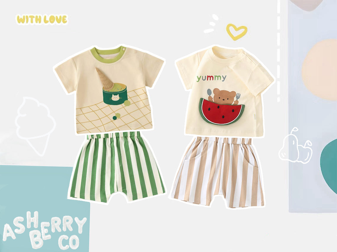 Summer Treats Baby Outfit Set - Ice Cream & Watermelon 2-Pack