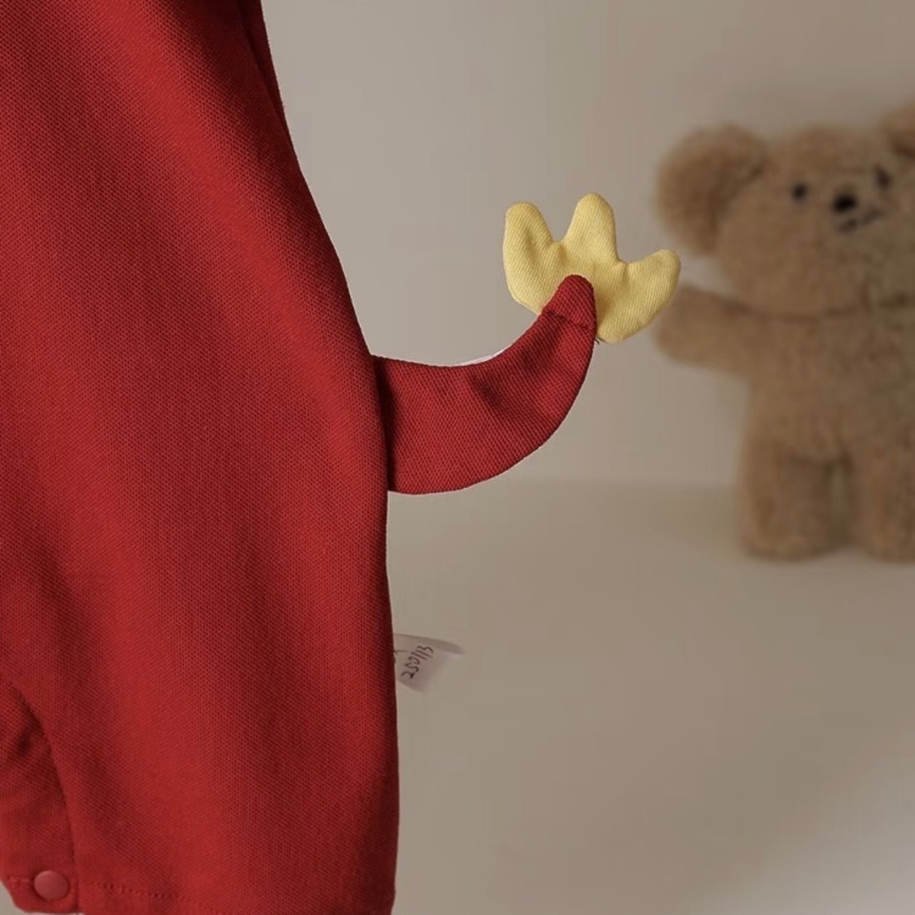 Red Dragon Baby Romper with 3D Ears and Tail - 100 Day Outfit