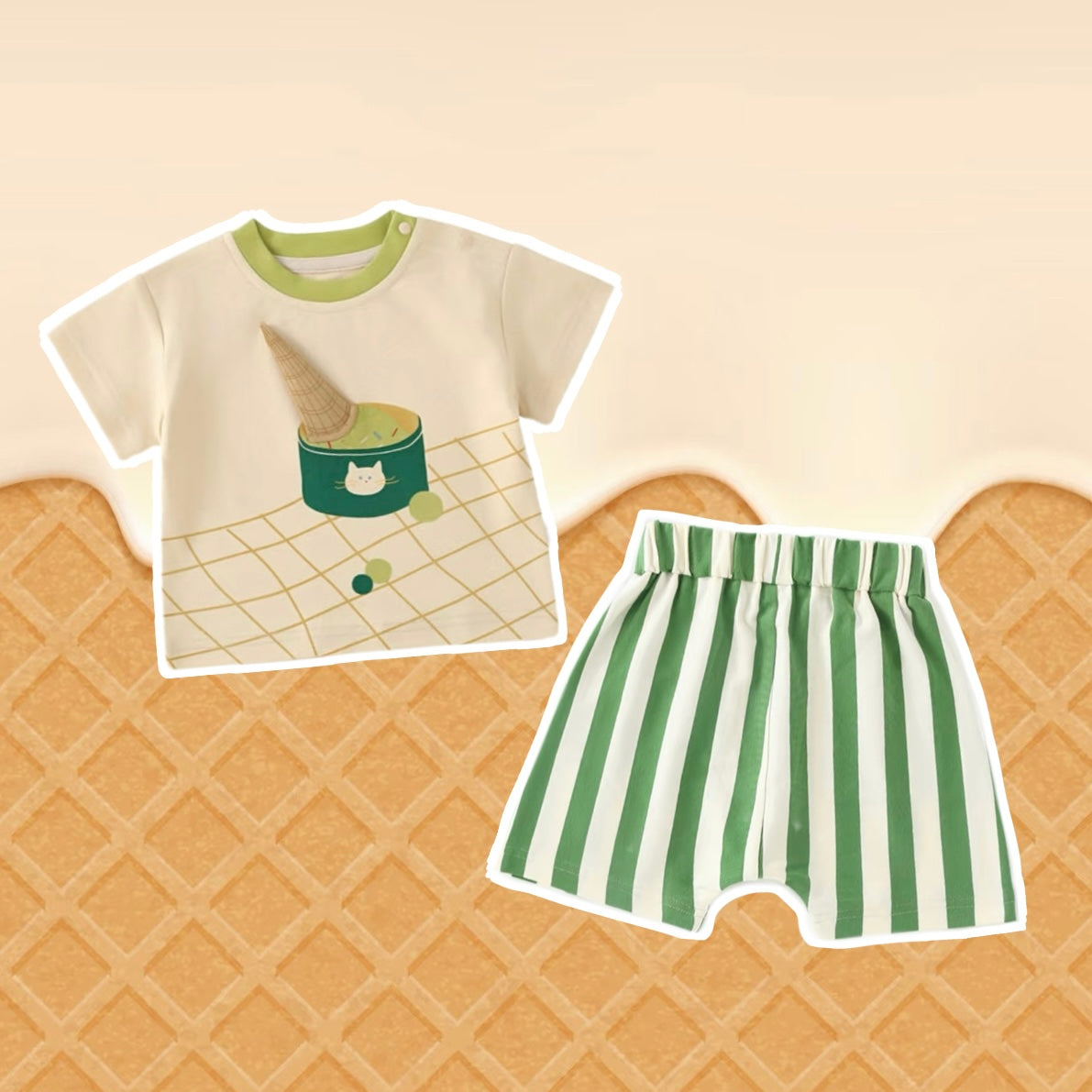 Summer Treats Baby Outfit Set - Ice Cream & Watermelon 2-Pack
