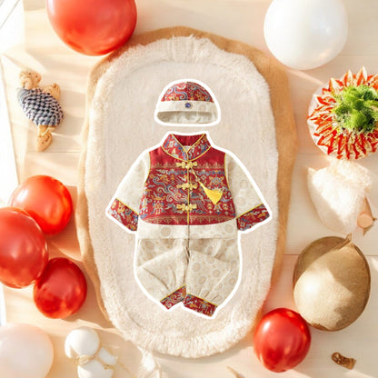 Lunar New Year Traditional Boys Tang Suit Outfit Set by Ashberryco for toddlers and kids, perfect for Chinese New Year celebrations in San Francisco Bay Area and beyond!