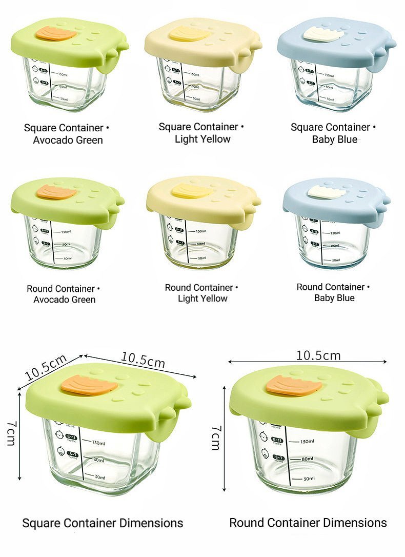 Dino Glass Baby Food Steamer Bowl with Lid (Set of 3)