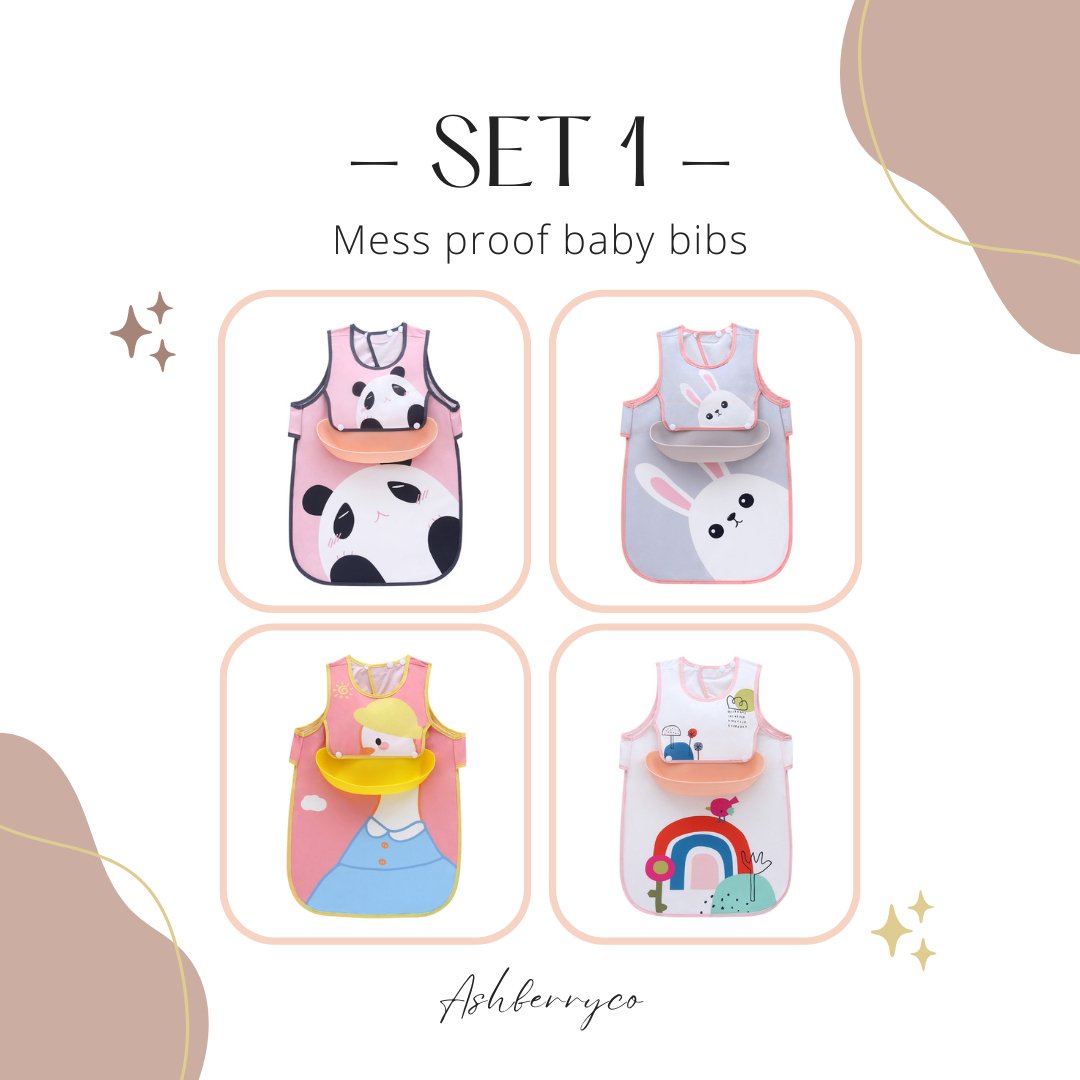 Full Coverage Baby Bibs Set with Detachable Catcher by Ashberryco, great to gift as a newborn baby gift for parents, baby shower gifts and more!