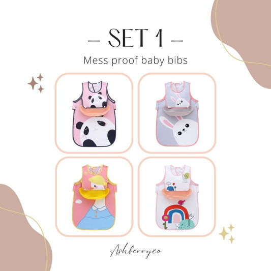 Full Coverage Baby Bibs Set with Detachable Catcher by Ashberryco, great to gift as a newborn baby gift for parents, baby shower gifts and more!