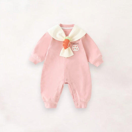 Sailor Bear Pink Baby Sweatshirt Romper by Ashberryco featuring a cute sailor bear design, ideal for cozy fall winter days and playdates.